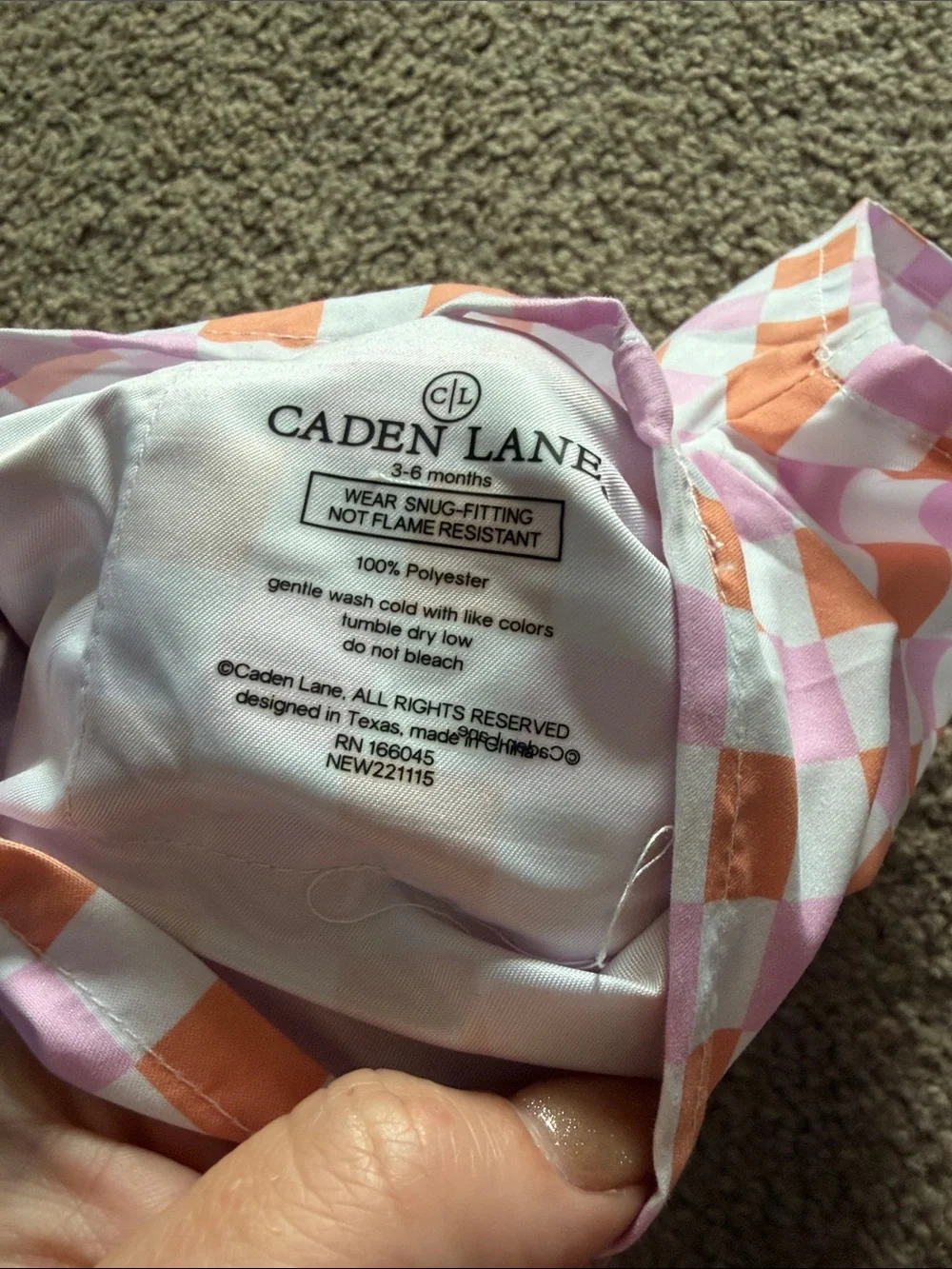 B49 Caden Lane NWT Pink & Peach Checkerboard Swim Shorts, 3-6